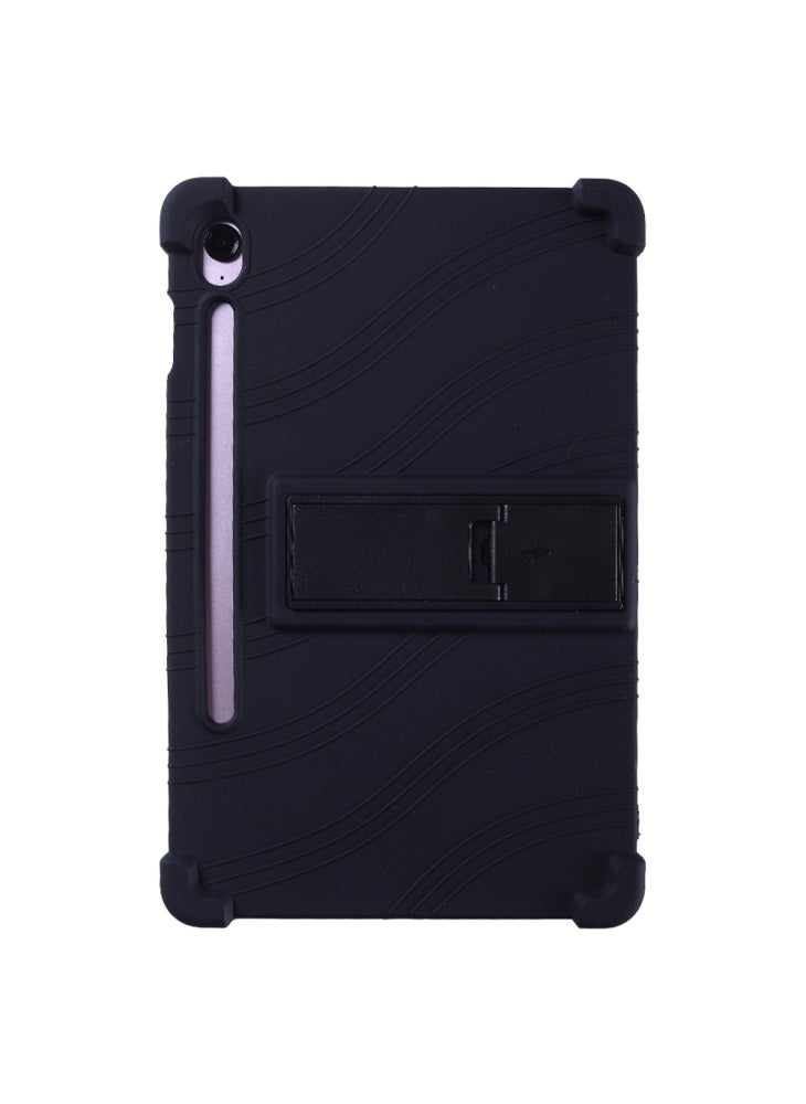 جراب سيليكون مع حامل وغطاء حماية متين لجهاز Samsung Galaxy Tab S10 FE+ - أسود - Image 2